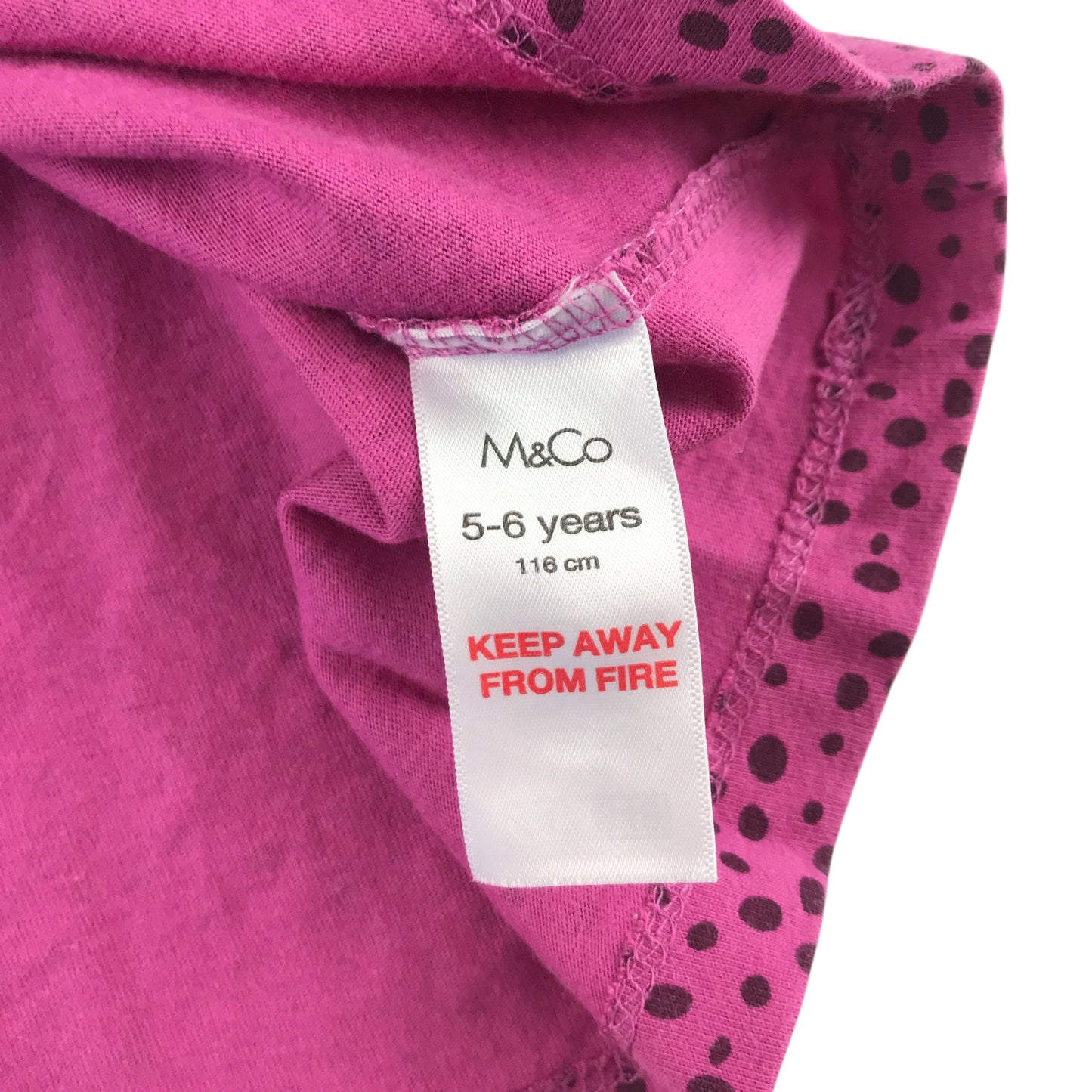 M&Co dress 5-6 years pink spot pattern cotton