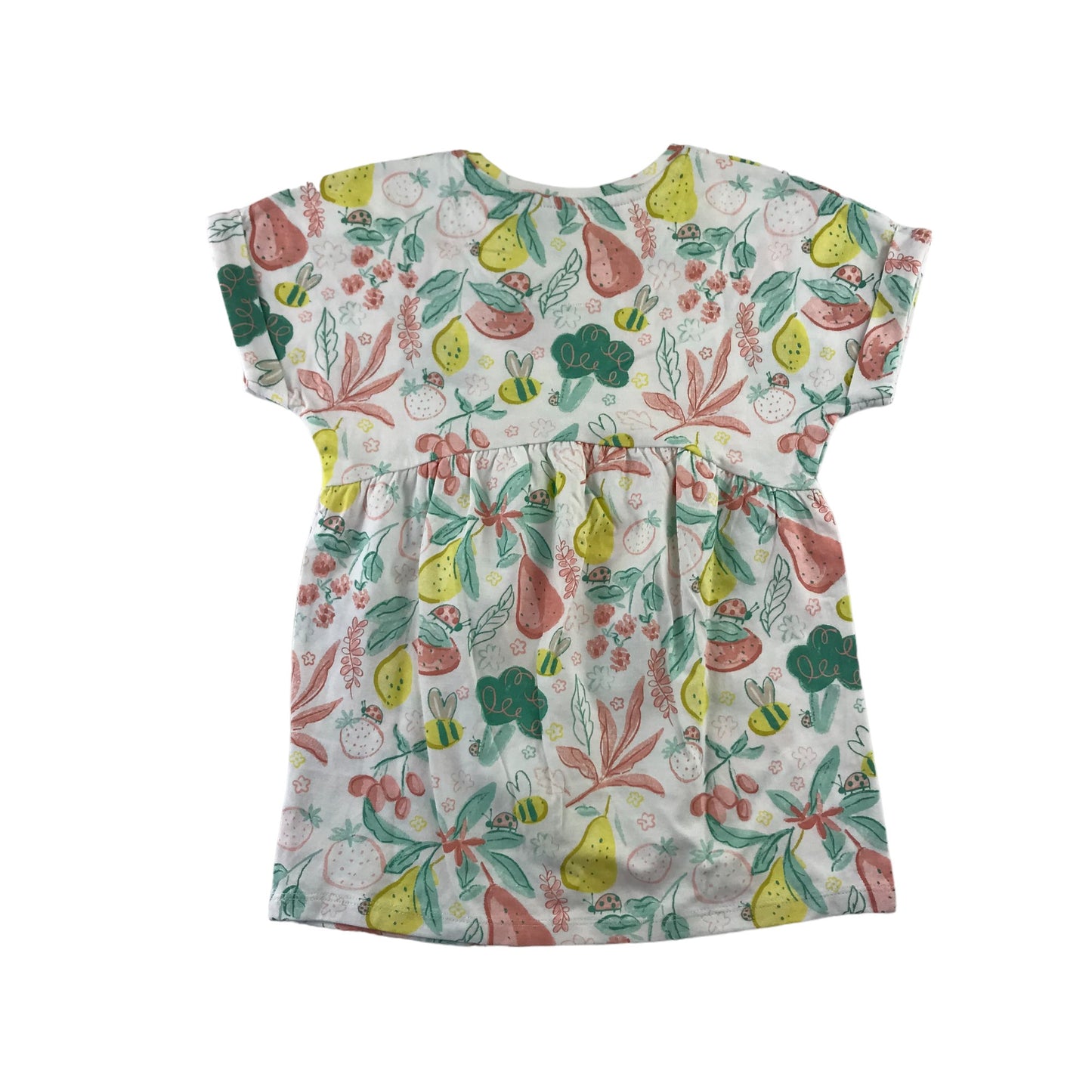 Tu t-shirt 5-6 years white and multicolour flowers bees and fruit cotton