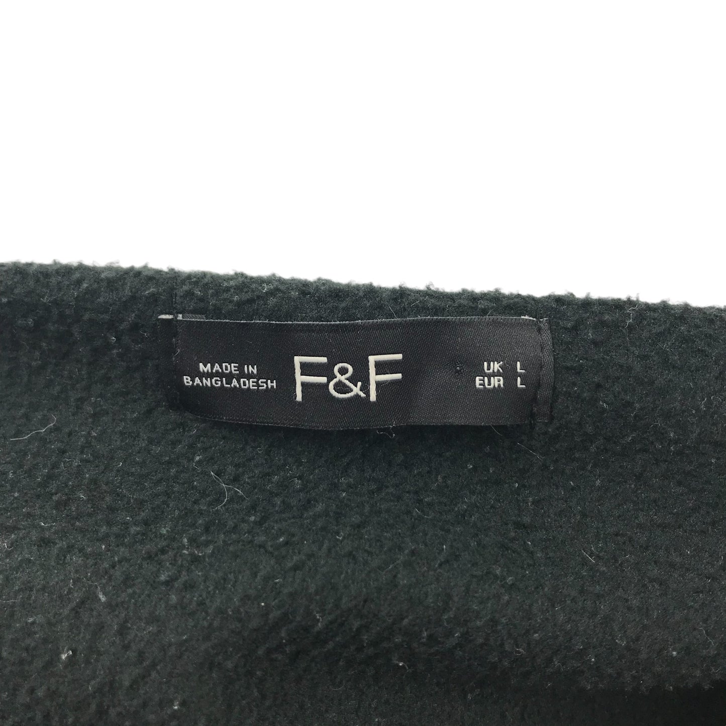 F&F fleece men size L black plain quarter zipper