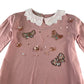 Monsoon dress 7-8 years pink drop waist with sequin floral and butterfly details