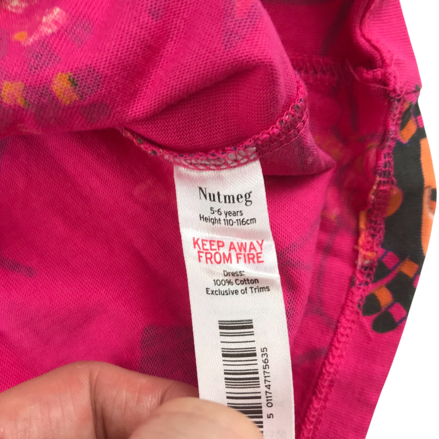 Nutmeg dress 5-6 years bright pink Bluey Halloween pattern cotton