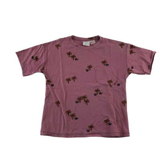 Zara t-shirt 5-6 years pink short sleeve palm tree print