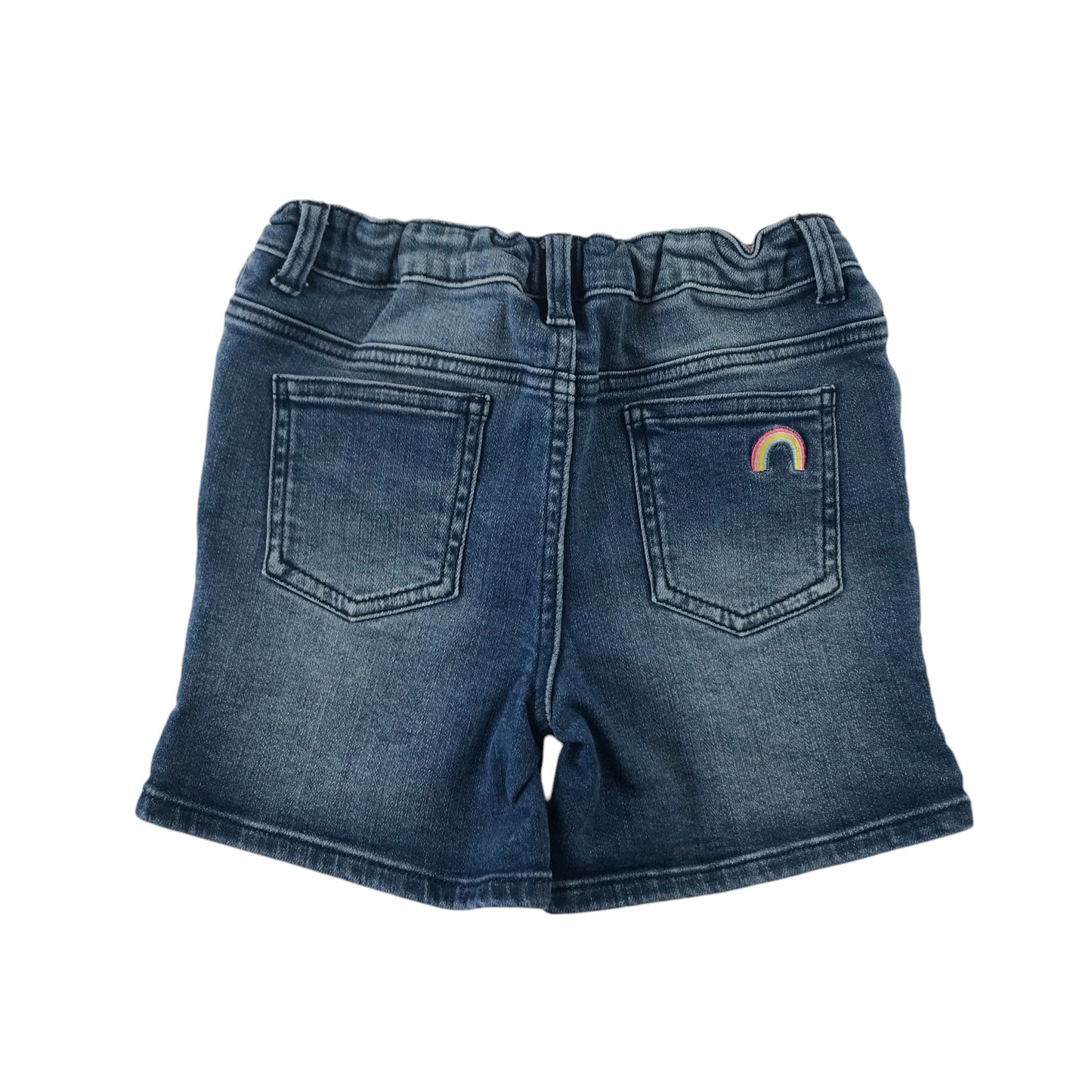 Joules Shorts Age 6 Blue Denim with Rainbow and Rabbit Embroidery