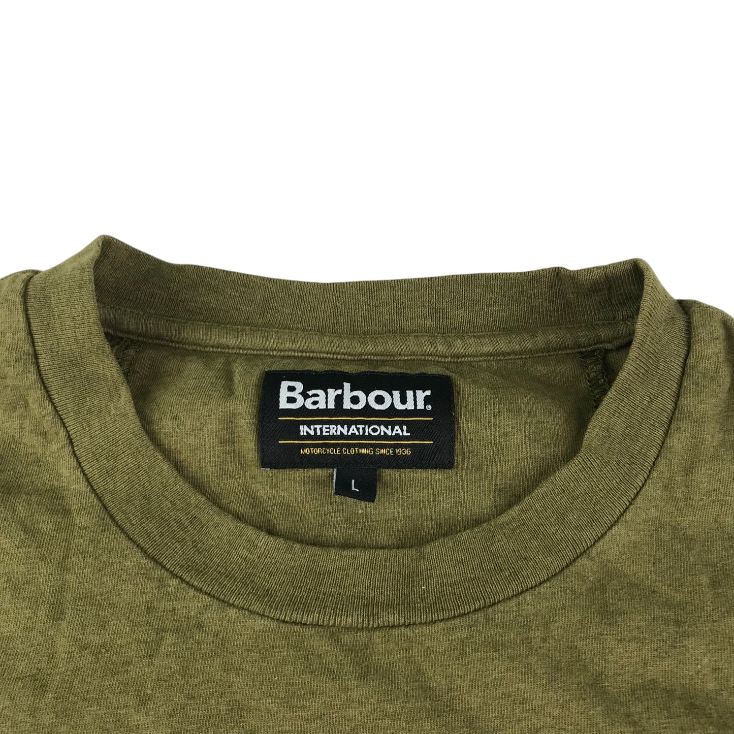 Barbour t-shirt men size L khaki green cycling print short sleeve