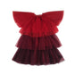 H&M dress 9-10 years red tone layered mesh dress