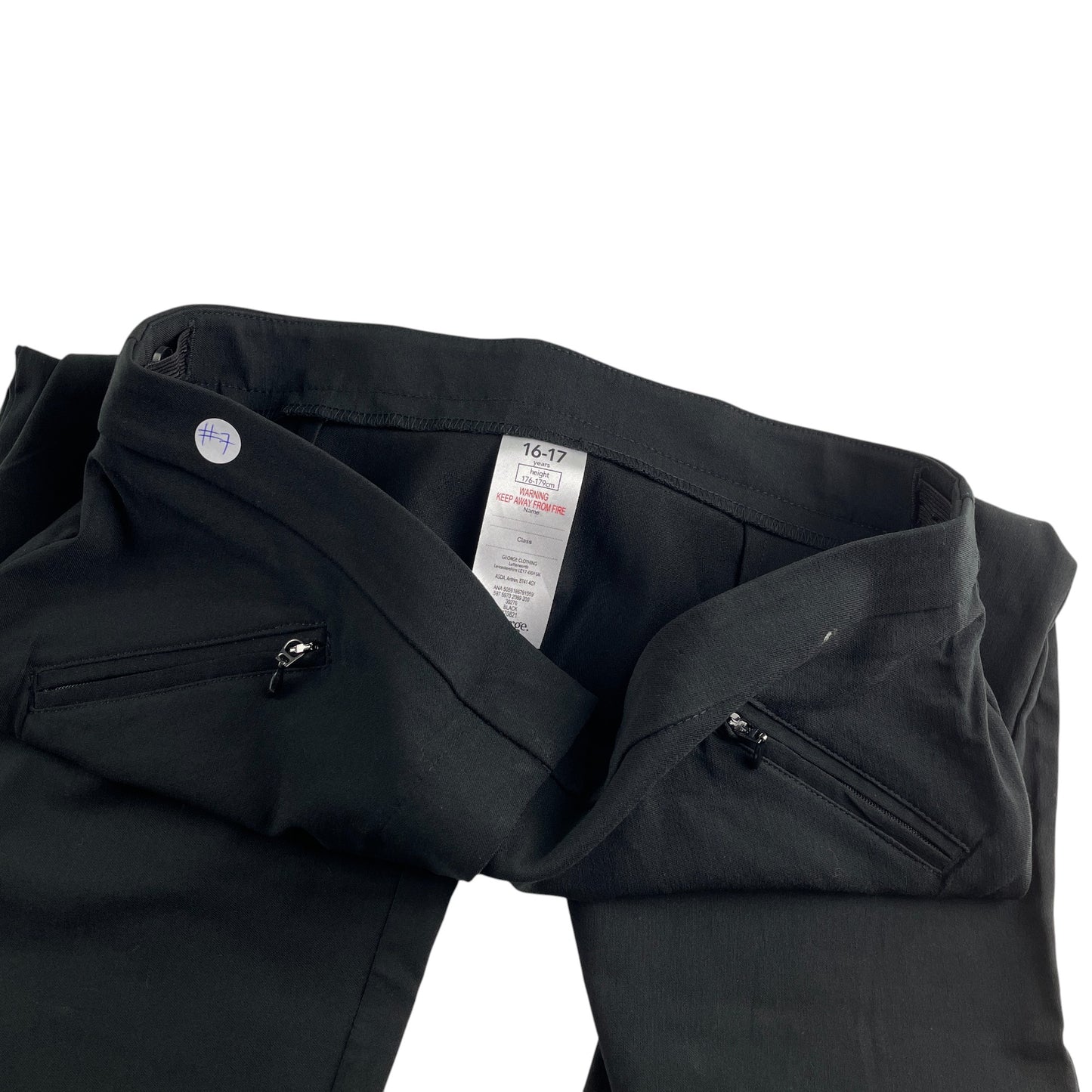 George girls school trouser 16-17 black stretchy slim legs stretchy