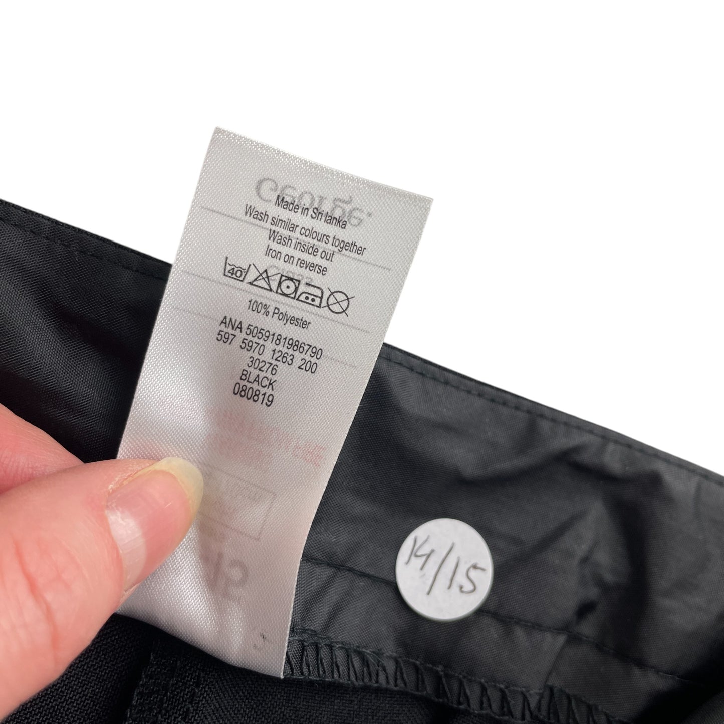 George girls school trouser 14-15 years black plain with straight leg