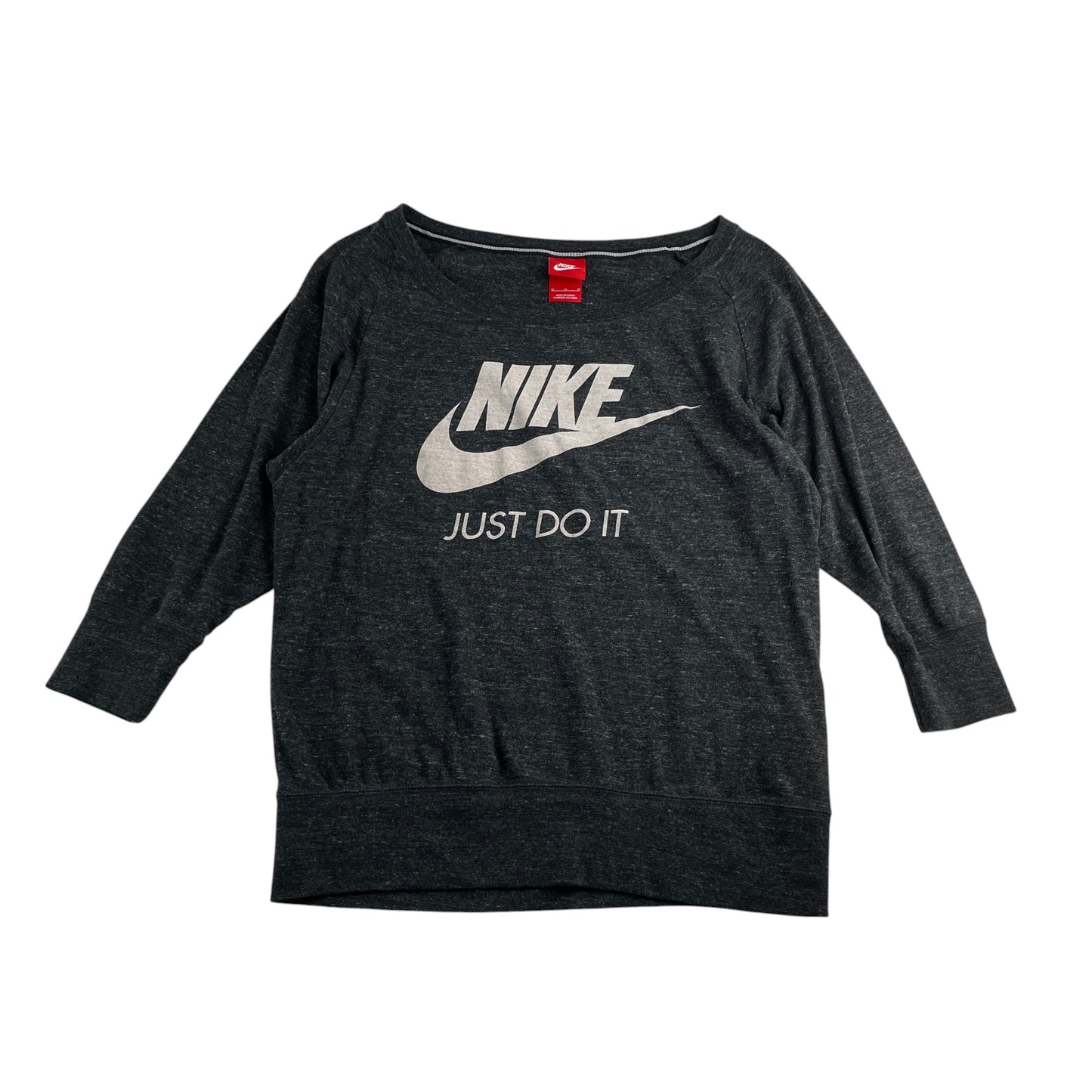 Nike t-shirt women's size M dark grey light 3/4 sleeve loose top