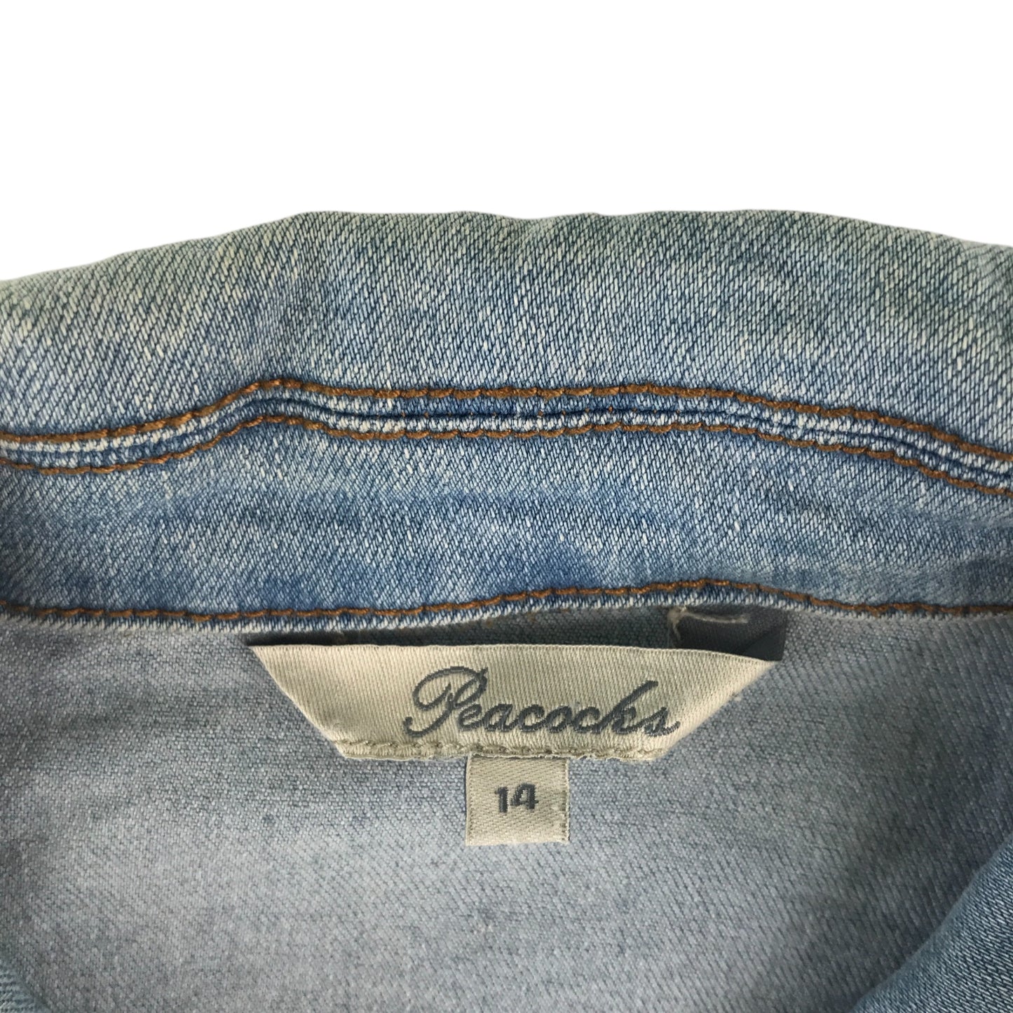 Peacocks denim jacket women's size 14 light blue button up