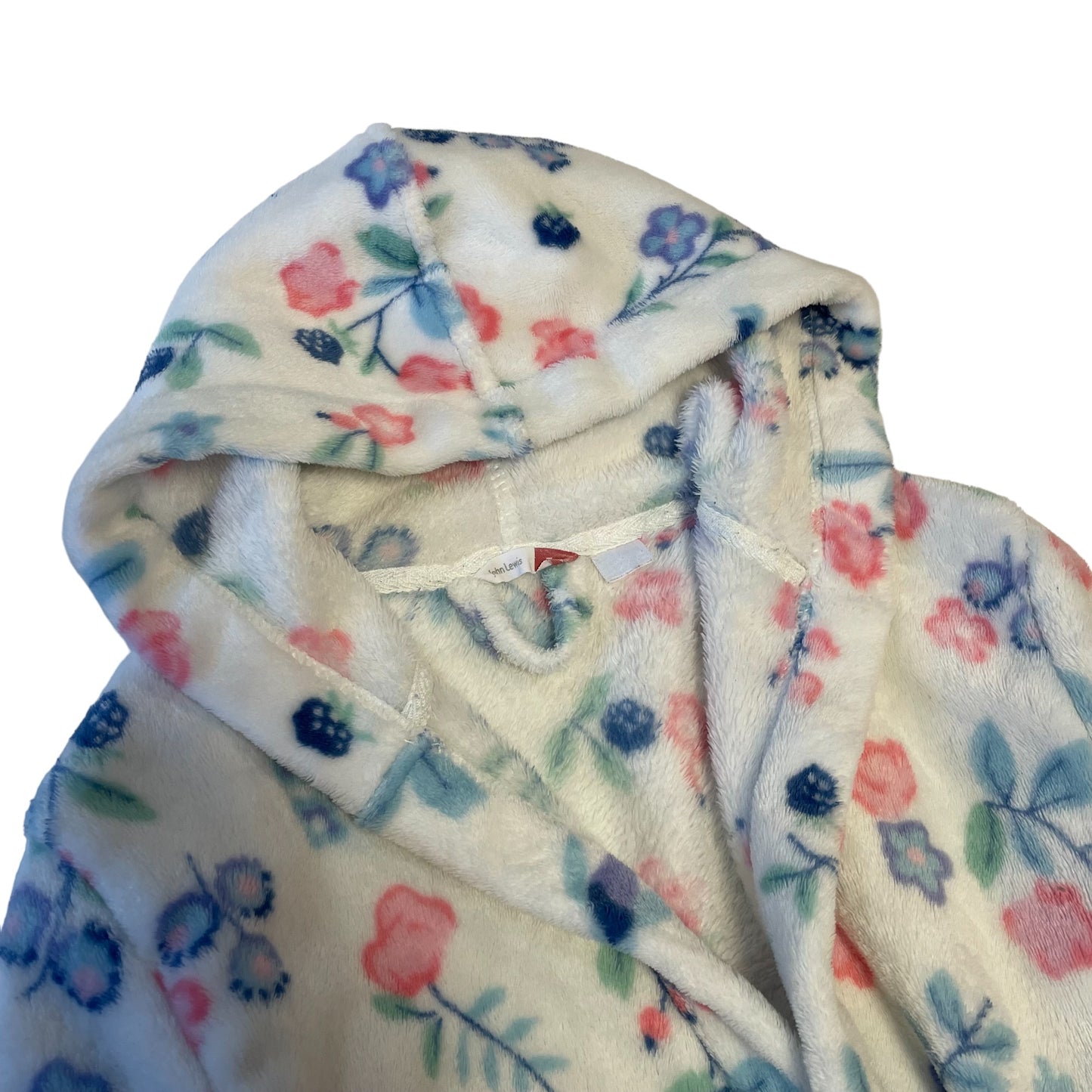 John Lewis Dressing Gown Age 7 White Floral Hooded