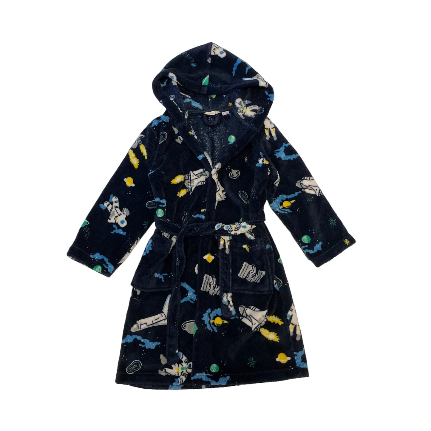 John Lewis Dressing Gown Age 8 Navy Space Pattern Hooded