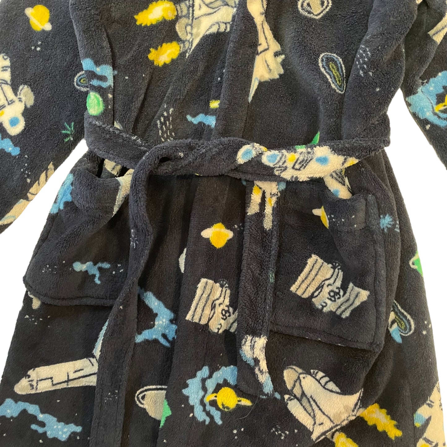 John Lewis Dressing Gown Age 8 Navy Space Pattern Hooded