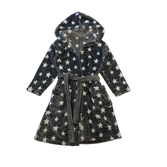 M&S Dressing Gown Age 7 Grey Starry Pattern Hooded