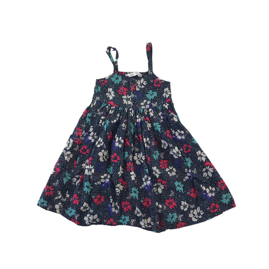 Matalan Dress Age 4 Navy Blue Floral Print Pattern Cotton