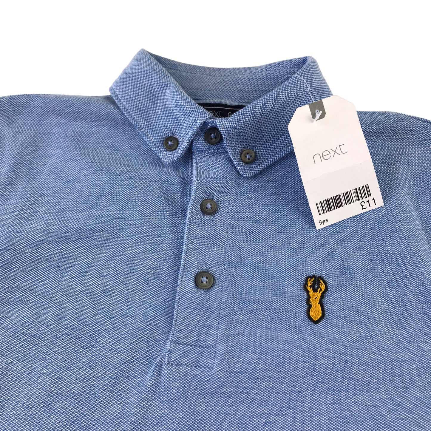 Next Polo Shirt 8-9 Years Blue Plain Collared