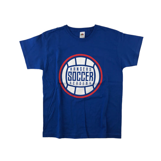 Fruit of the Loom T-Shirt 9-10 Years Royal Blue Rangers Soccer Tee cotton