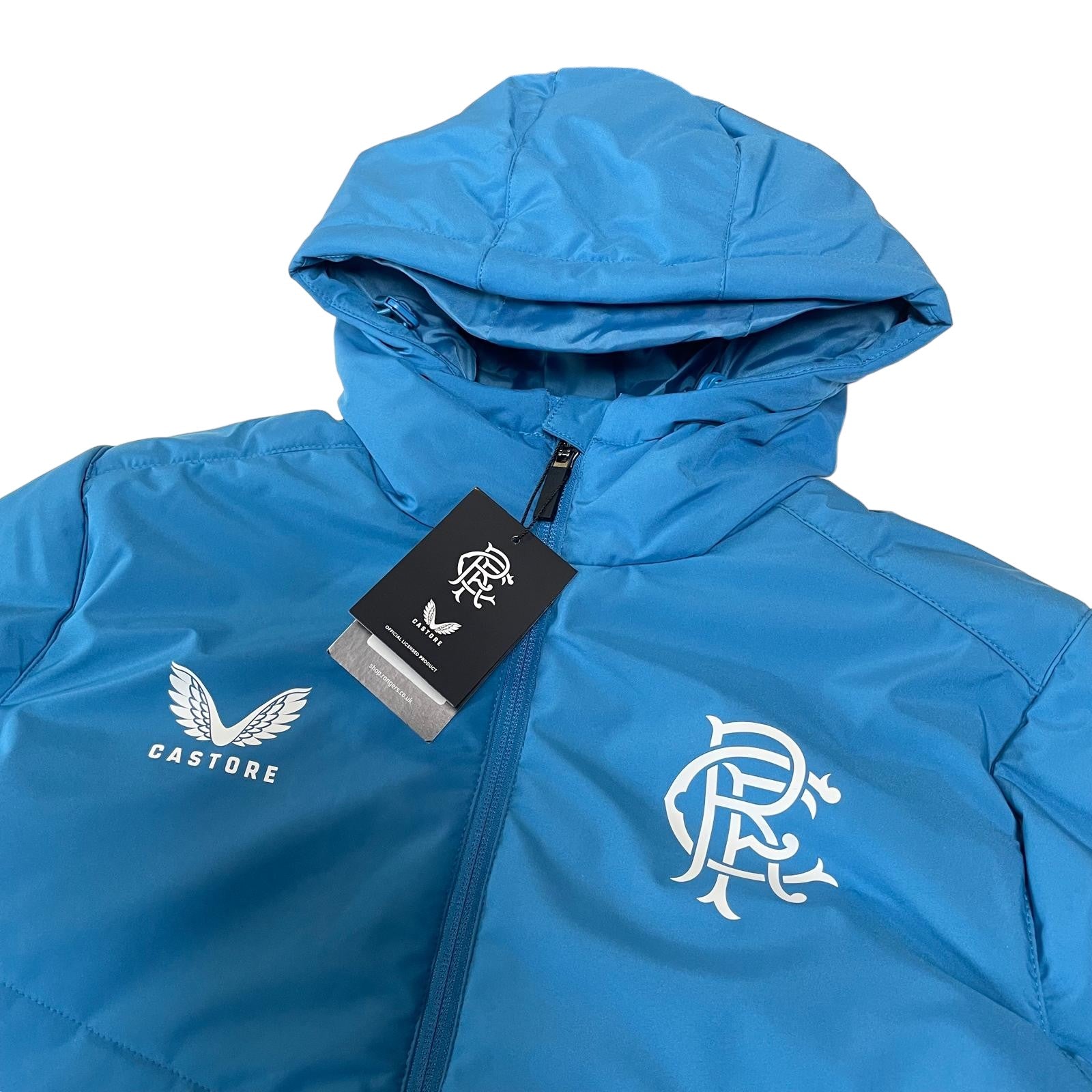 Castore Rangers FC Players Long Training Bench jacket blue and navy parka