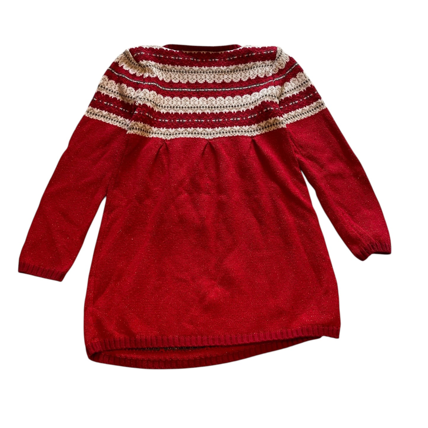 Jingles and Joy 5-6 years red knitted festive dress cotton mix