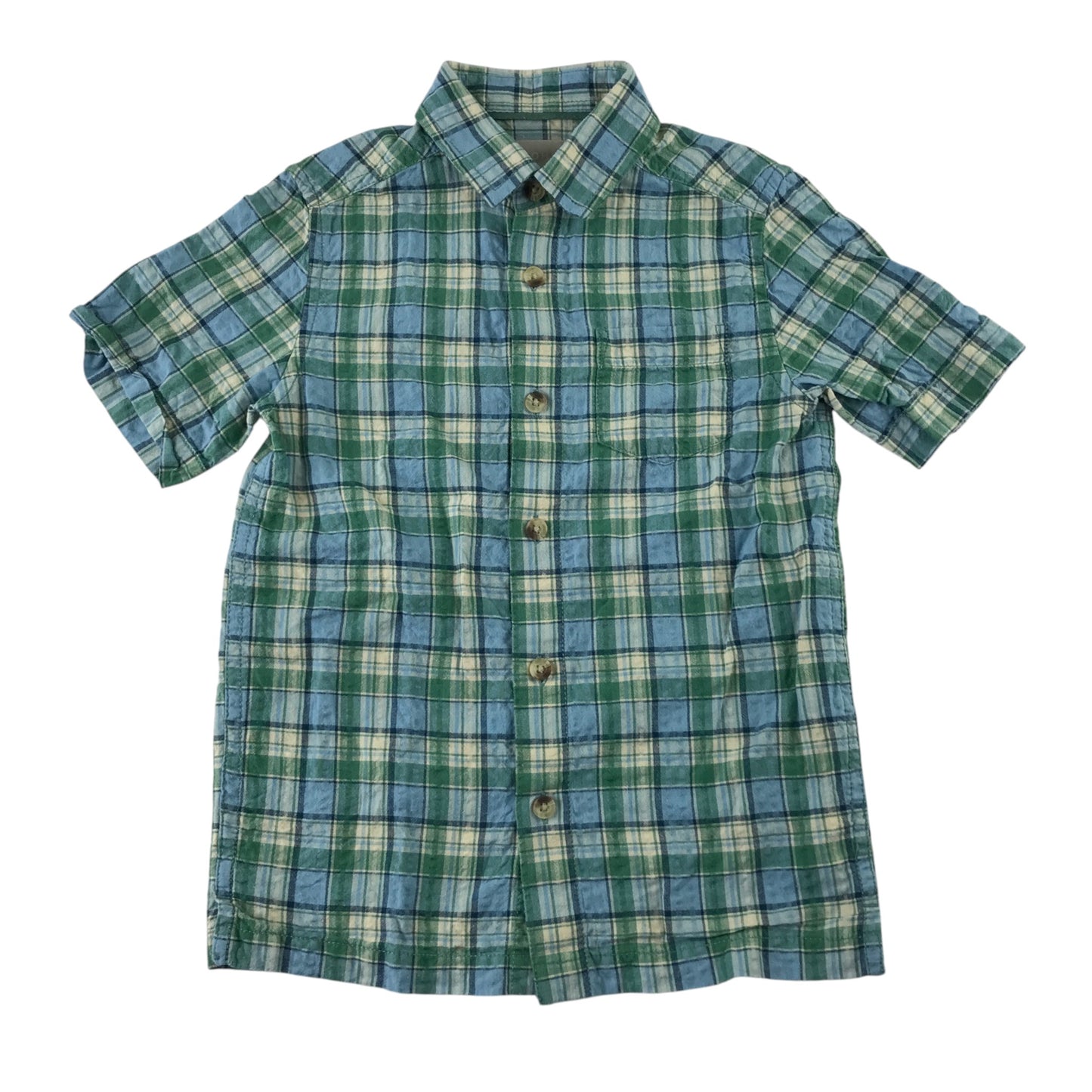 John Lewis 5 years green check shirt cotton