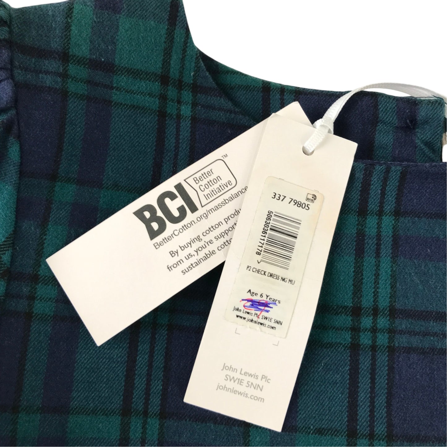 John Lewis 6 years blackwatch tartan check dress cotton