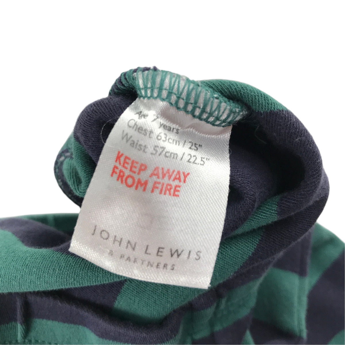 John Lewis 7 years green stripe pyjama set cotton