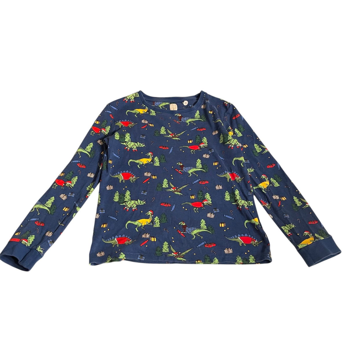 John Lewis 12-13 years navy blue pyjama set Christmas dinosaur cotton