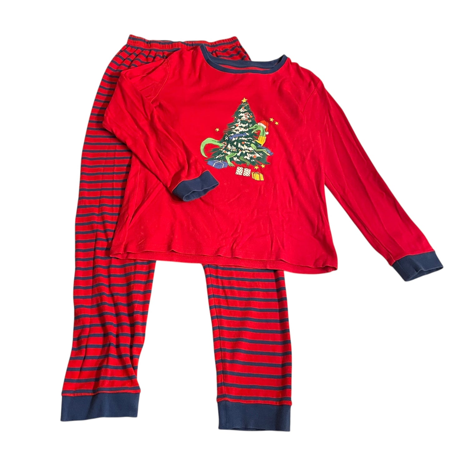 John Lewis 12-13 years red pyjama set Christmas dinosaur cotton