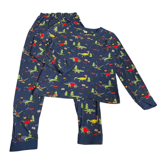 John Lewis 13-14 years navy blue pyjama set Christmas dinosaur cotton