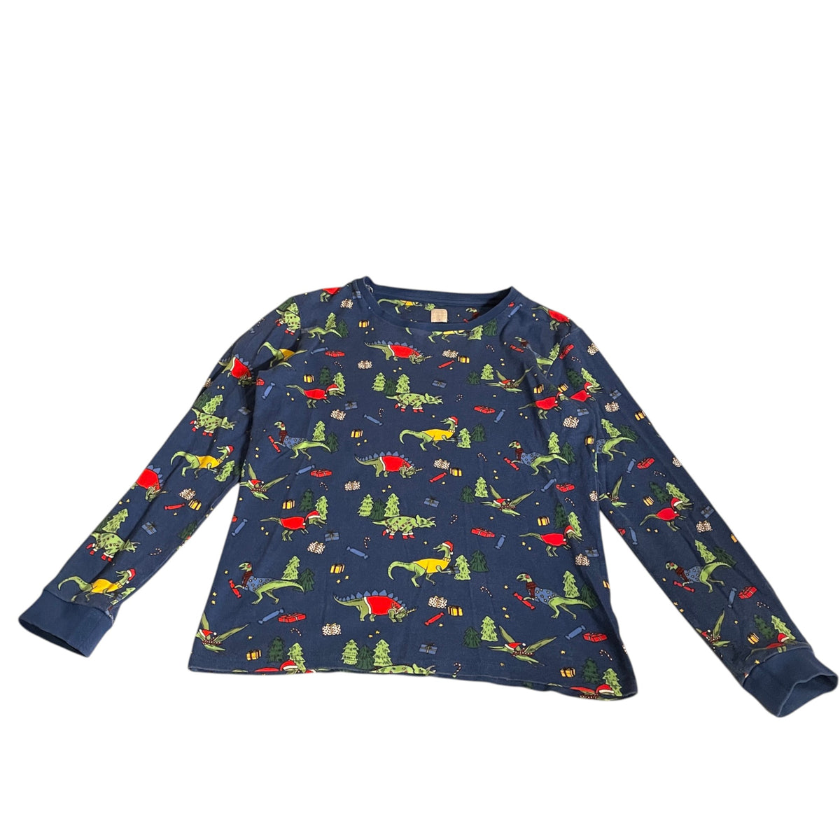 John Lewis 13-14 years navy blue pyjama set Christmas dinosaur cotton