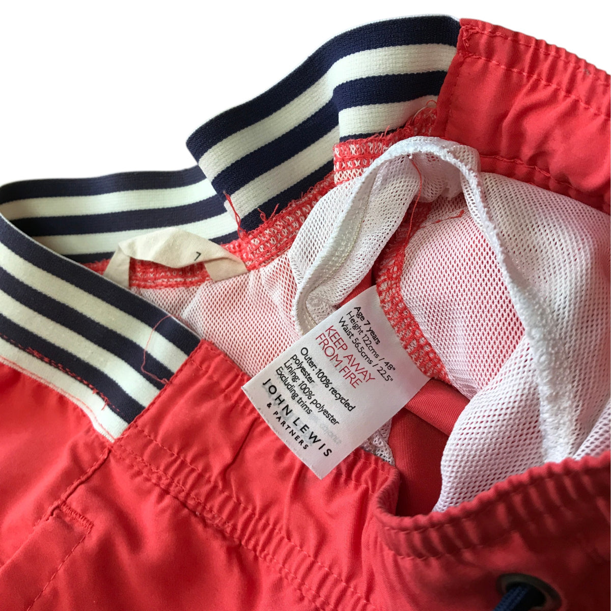 John Lewis 6-7 years coral swim trunks polyester