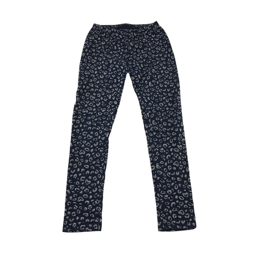 John lewis 10-11 years navy blue and sparkly leopard spot leggings cotton elastane
