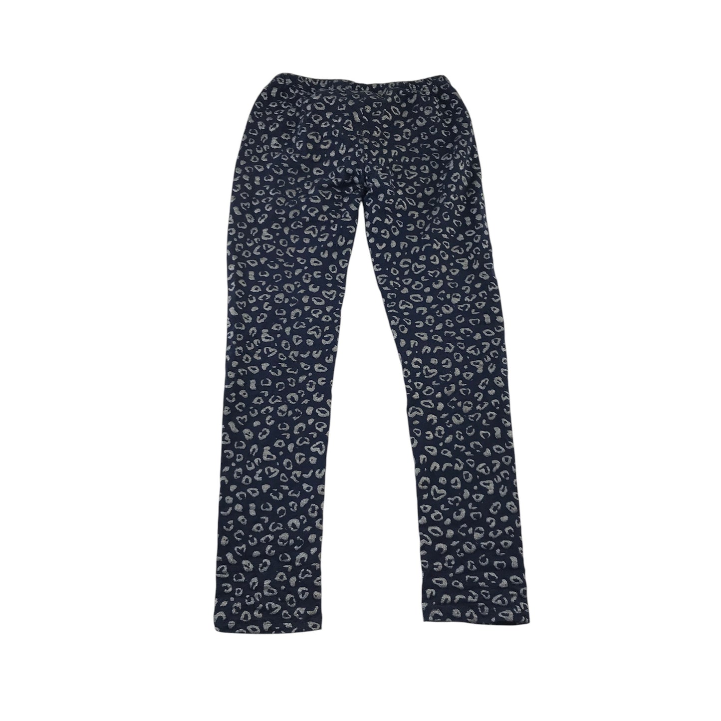 John lewis 10-11 years navy blue and sparkly leopard spot leggings cotton elastane