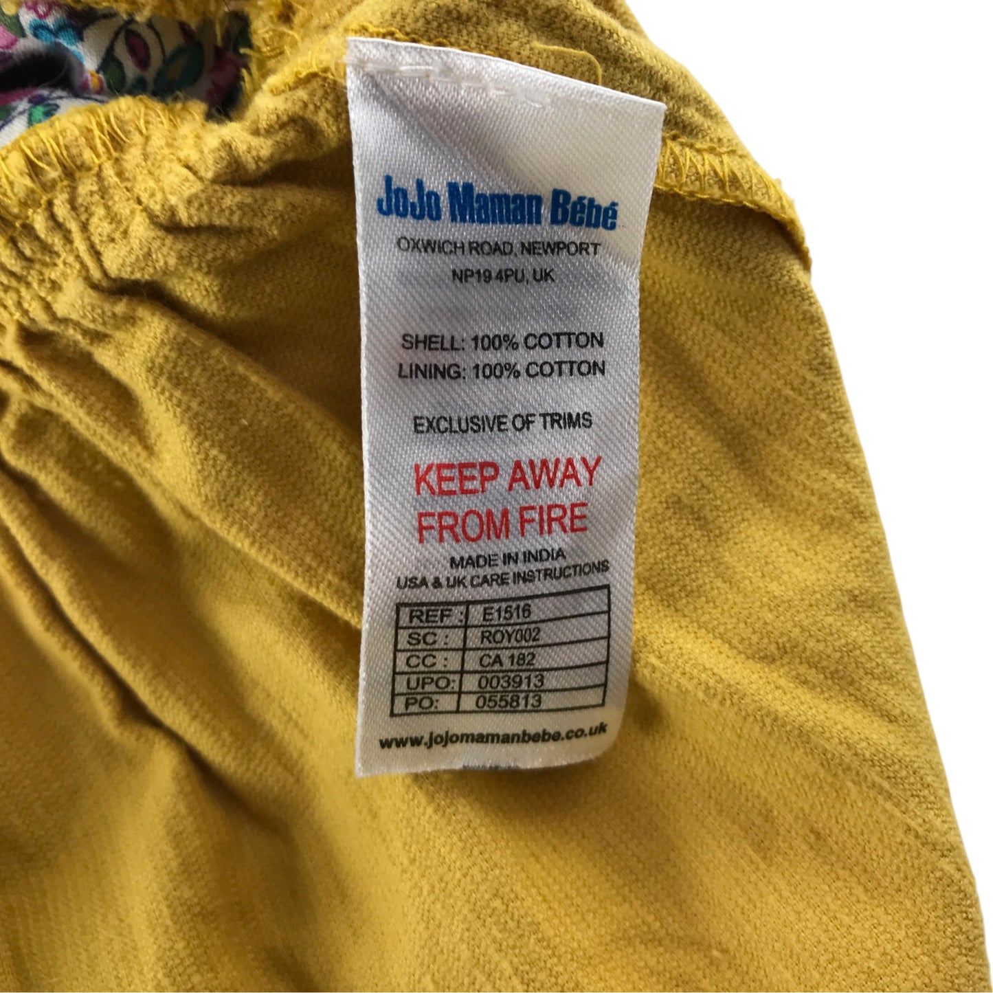 Jojo Maman Bebe 5-6 years mustard yellow skirt cotton