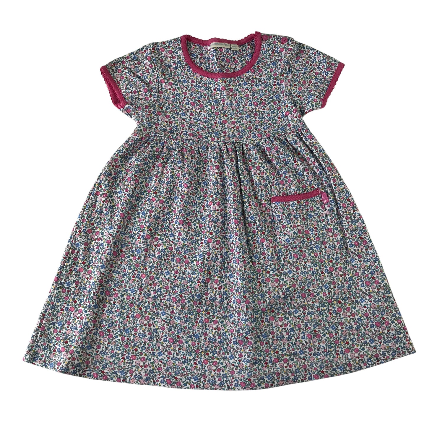 Jojo Maman Bebe 5-6 years pink and blue floral cotton dress