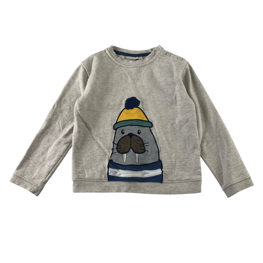 Jojo Maman Bebe 5-6 years grey sweater walrus cotton