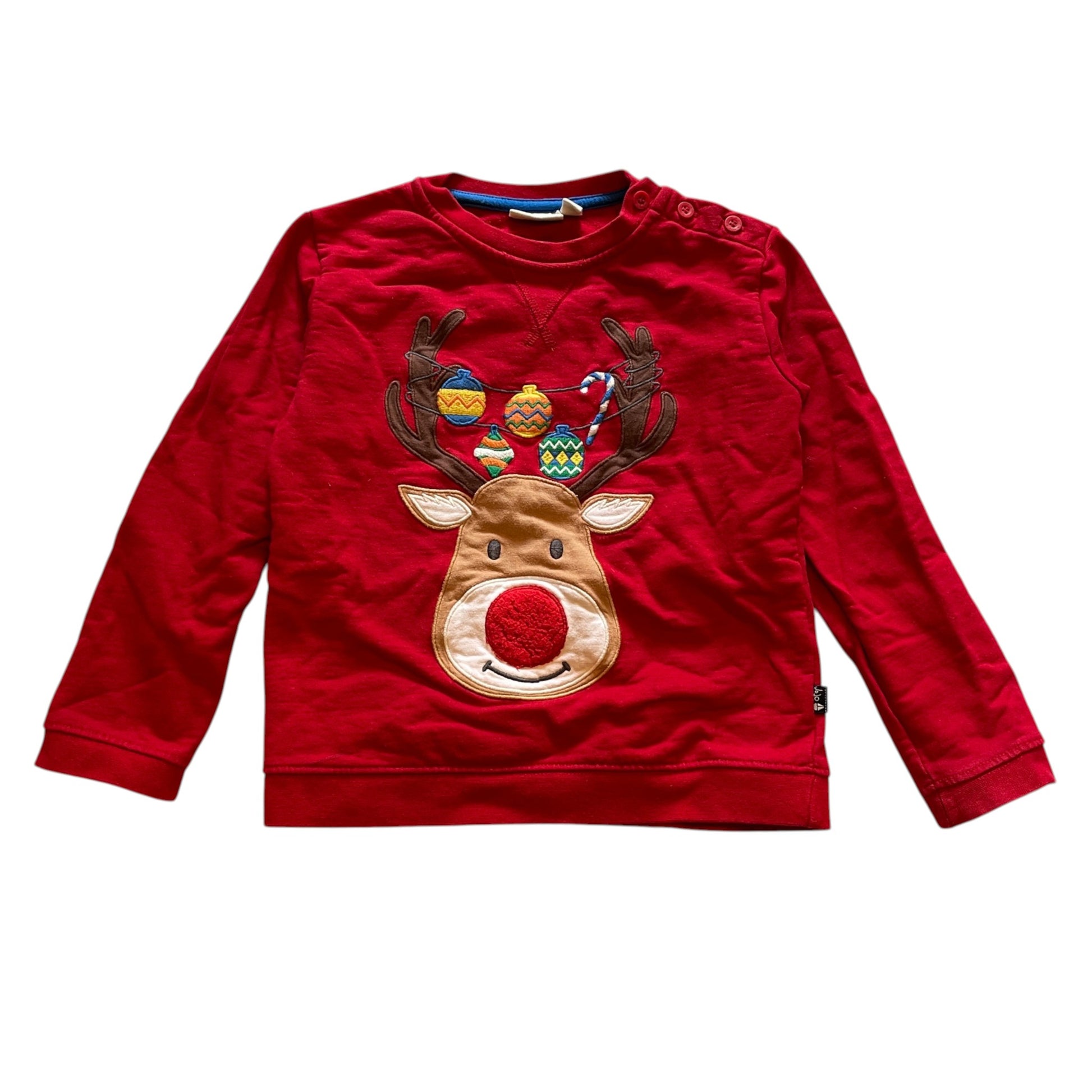 Jojo Maman Bebe 5-6 years red Rudolph Christmas sweater cotton