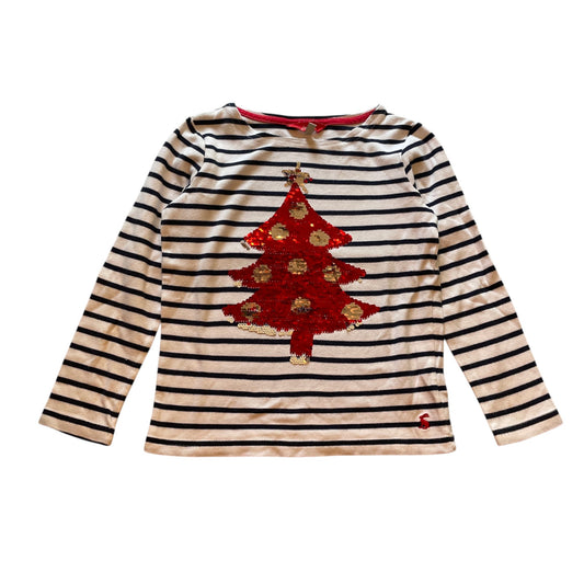 Joules 7-8 years white t-shirt Christmas flip sequin t-shirt cotton