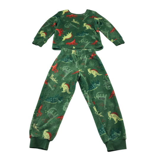 Kids Fun 5-6 years green fluffy pyjama set polyester