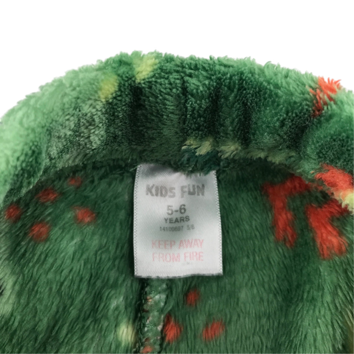 Kids Fun 5-6 years green fluffy pyjama set polyester