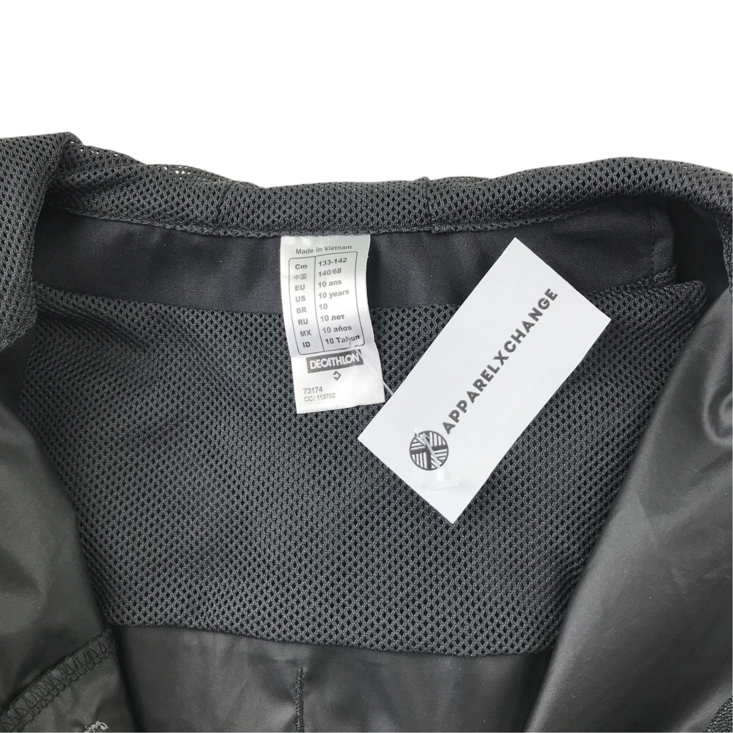 Kipsta 9-10 years black showerproof windbreaker polyester