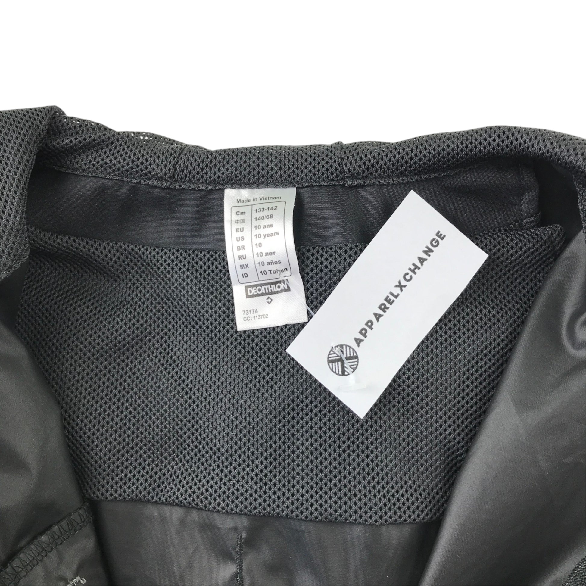 Kipsta 9-10 years black showerproof windbreaker polyester