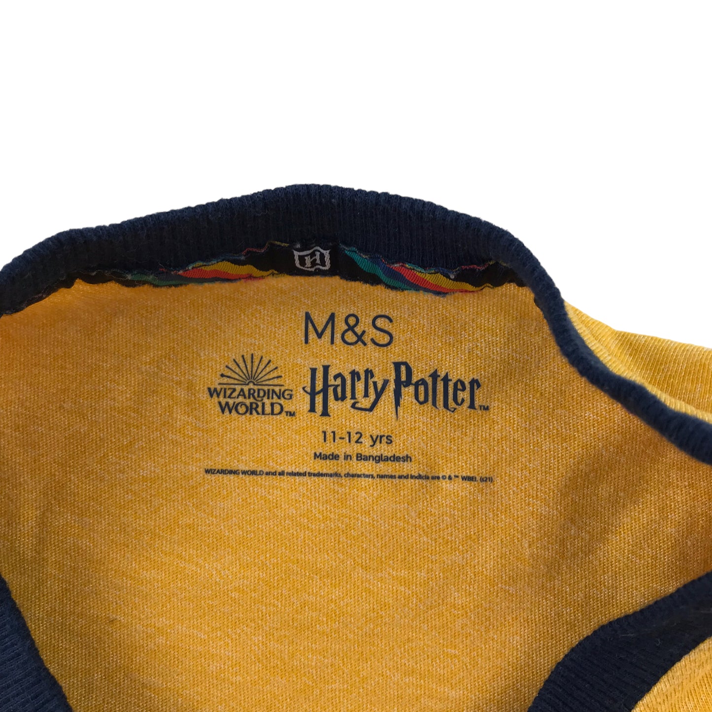 M&S T-Shirt 11-12 Years Yellow Hufflepuff Hogwarts Wizarding World Tee