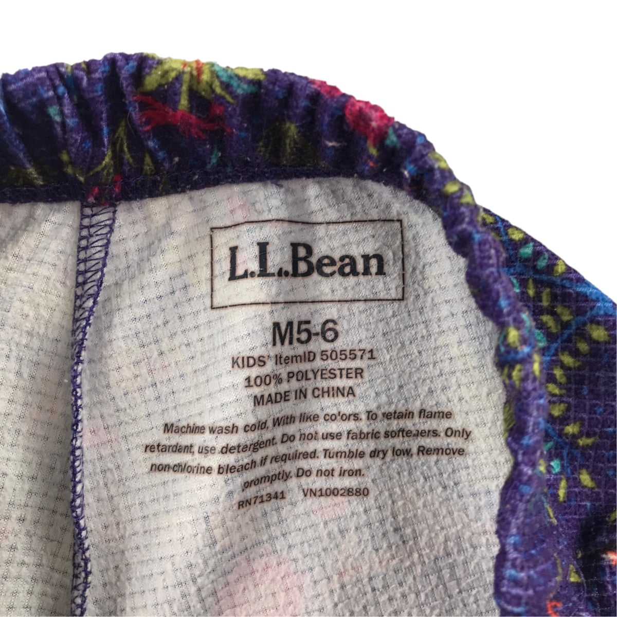 LL Bean 5-6 years purple pyjama set polyester