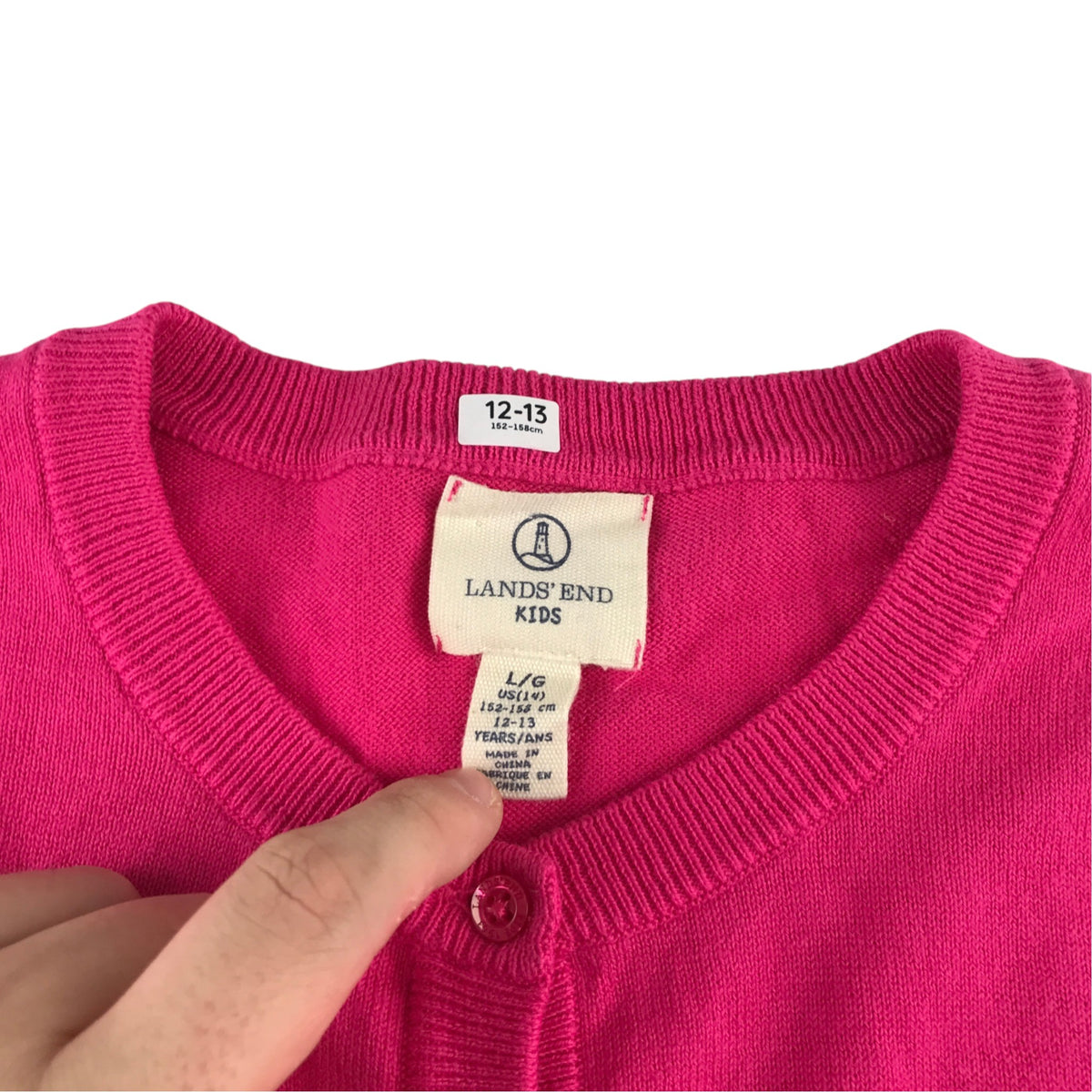 Land's End 12-13 years bright pink cardigan cotton