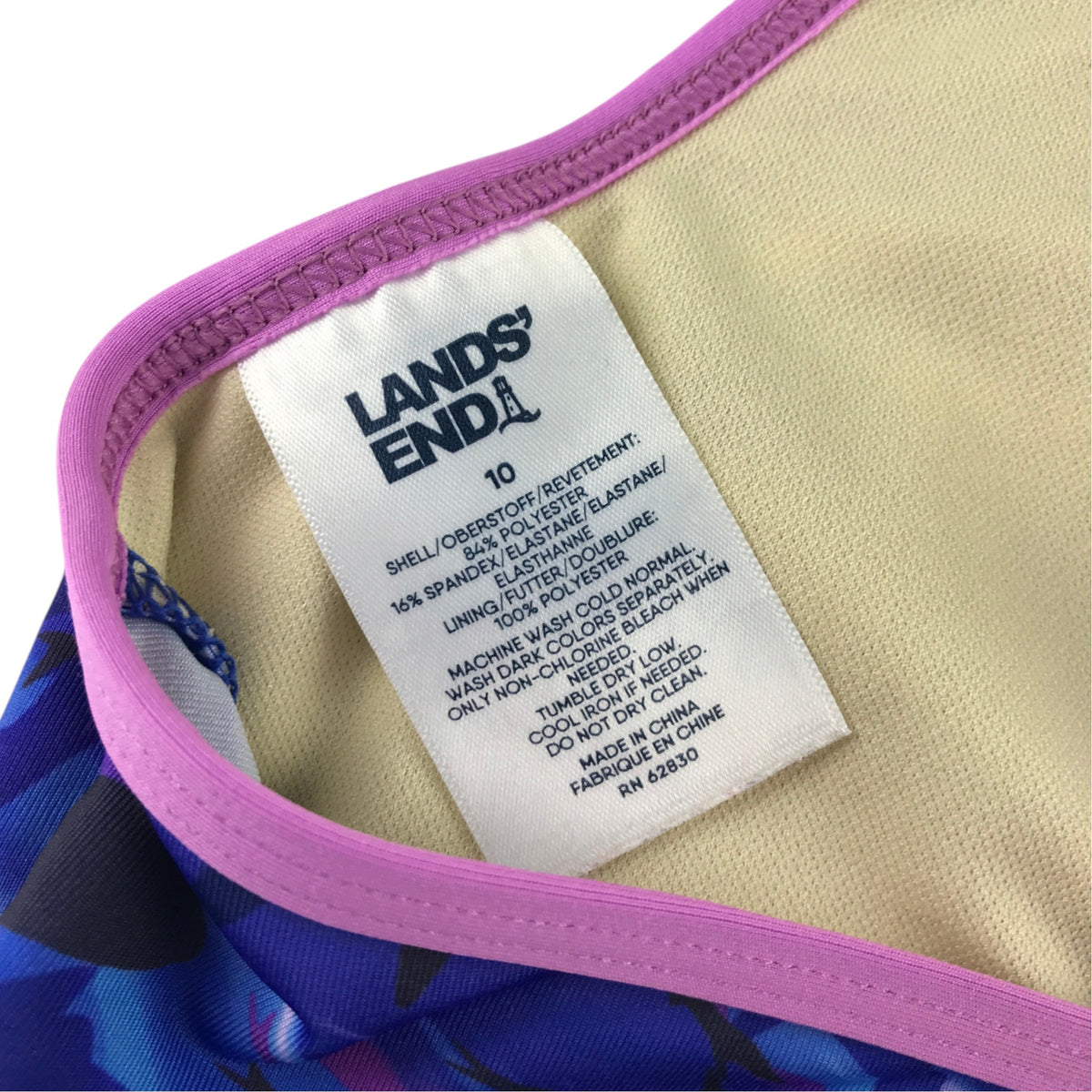 Land's End 9-10 years blue 2-piece swimsuit polyester elastane