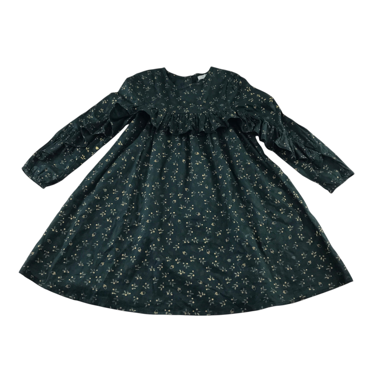 Leigh Tucker Willow 5-6 years green dress autumnal leaves cotton
