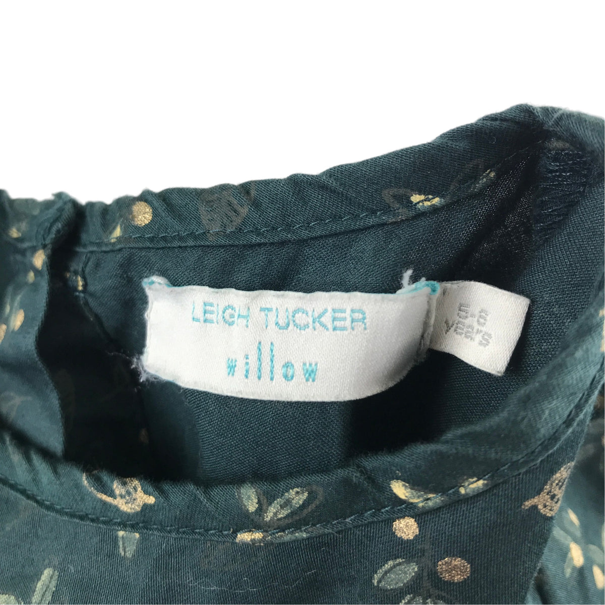 Leigh Tucker Willow 5-6 years green dress autumnal leaves cotton