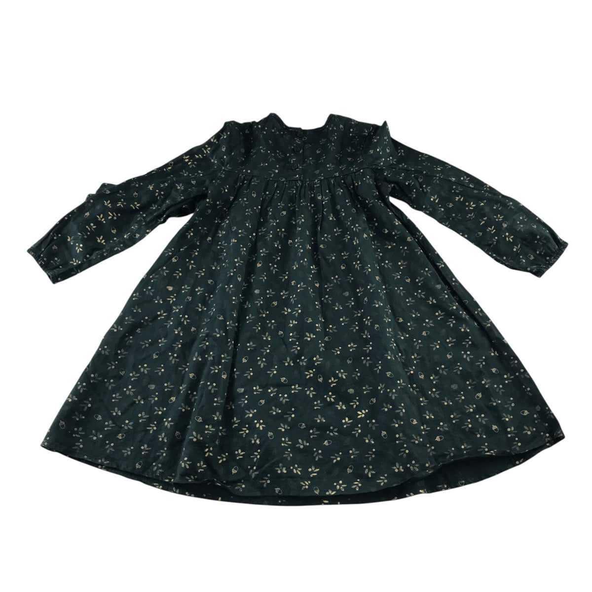 Leigh Tucker Willow 5-6 years green dress autumnal leaves cotton