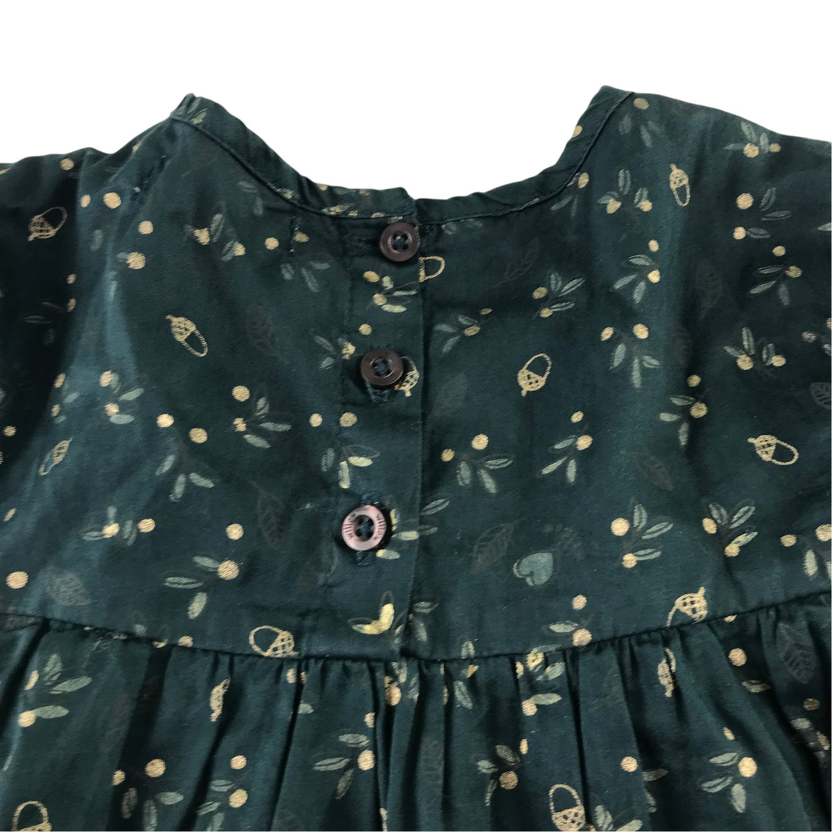 Leigh Tucker Willow 5-6 years green dress autumnal leaves cotton