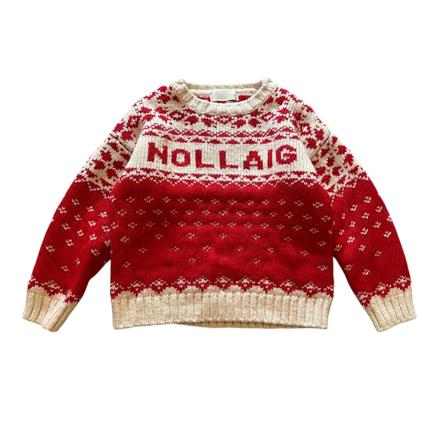 Leigh Tucker Willow 5-6 years red Irish Gaelic Christmas jumper acrylic polyester nylon